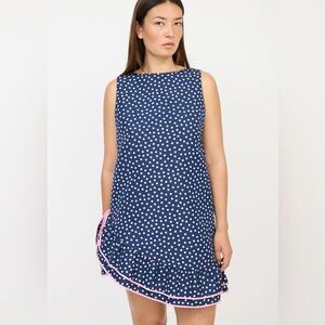 RED Valentino Navy Dress with White and Red Logo Detail
